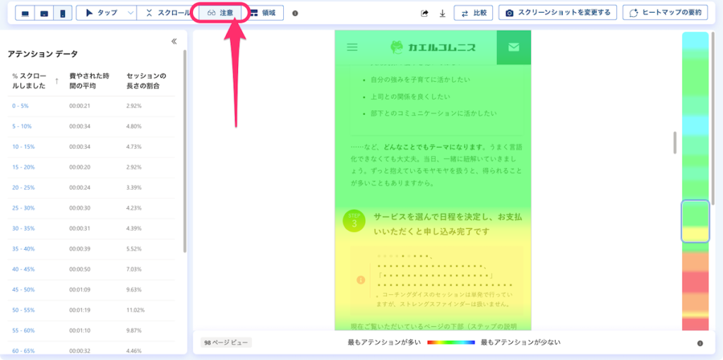 Microsoft Clarity のアテンションマップ